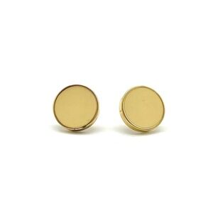 Gold Tone Stud‎ Yellow Earrings Round Disc Minimalist Jewelry